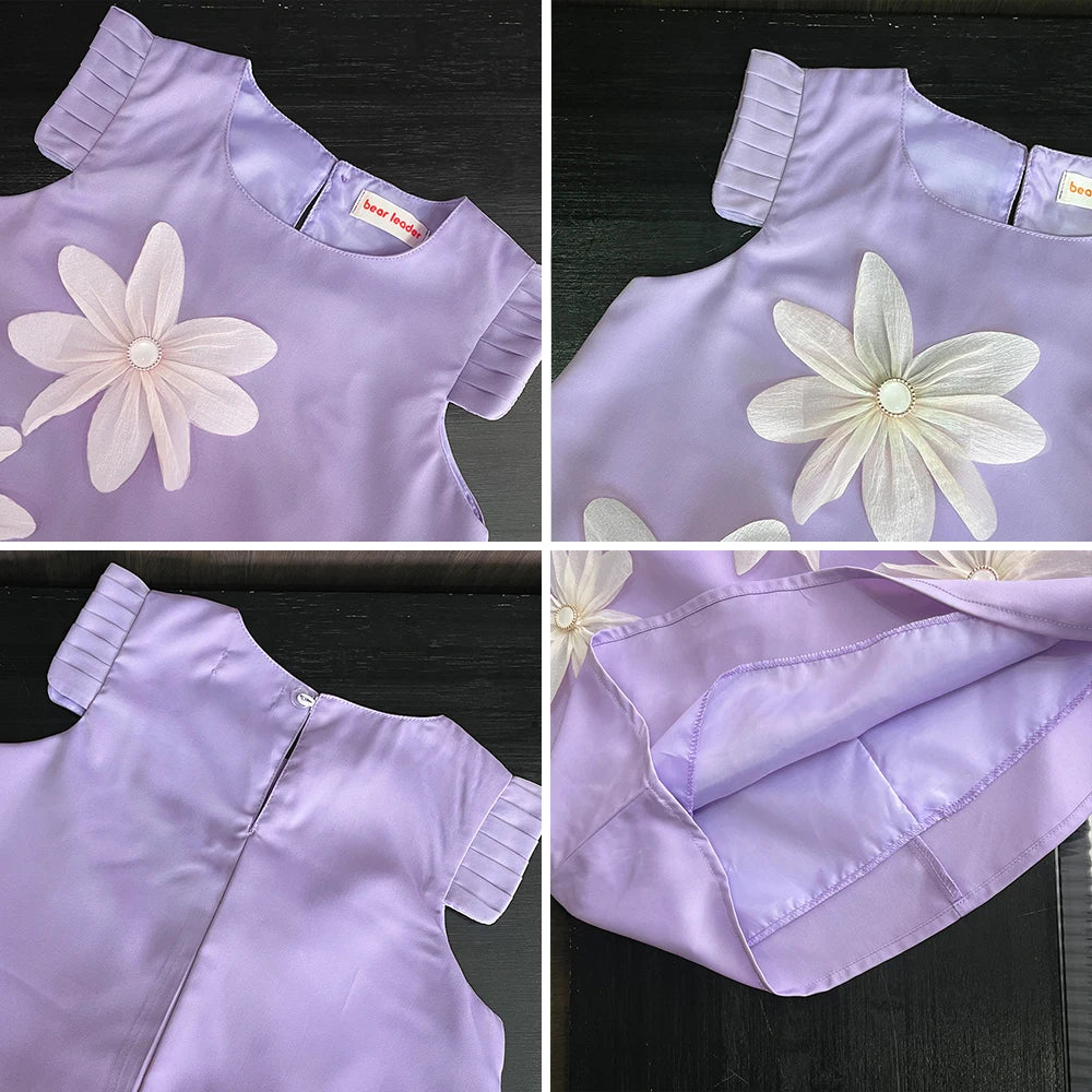 Girls 3D Flower Princess Dress — Elegant Wedding & Party Dress (2–7 Years)