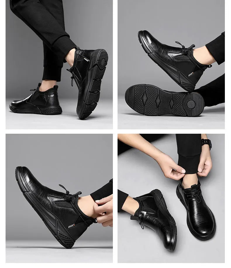 Men's Black Waterproof Metal-Toe Work Shoes
