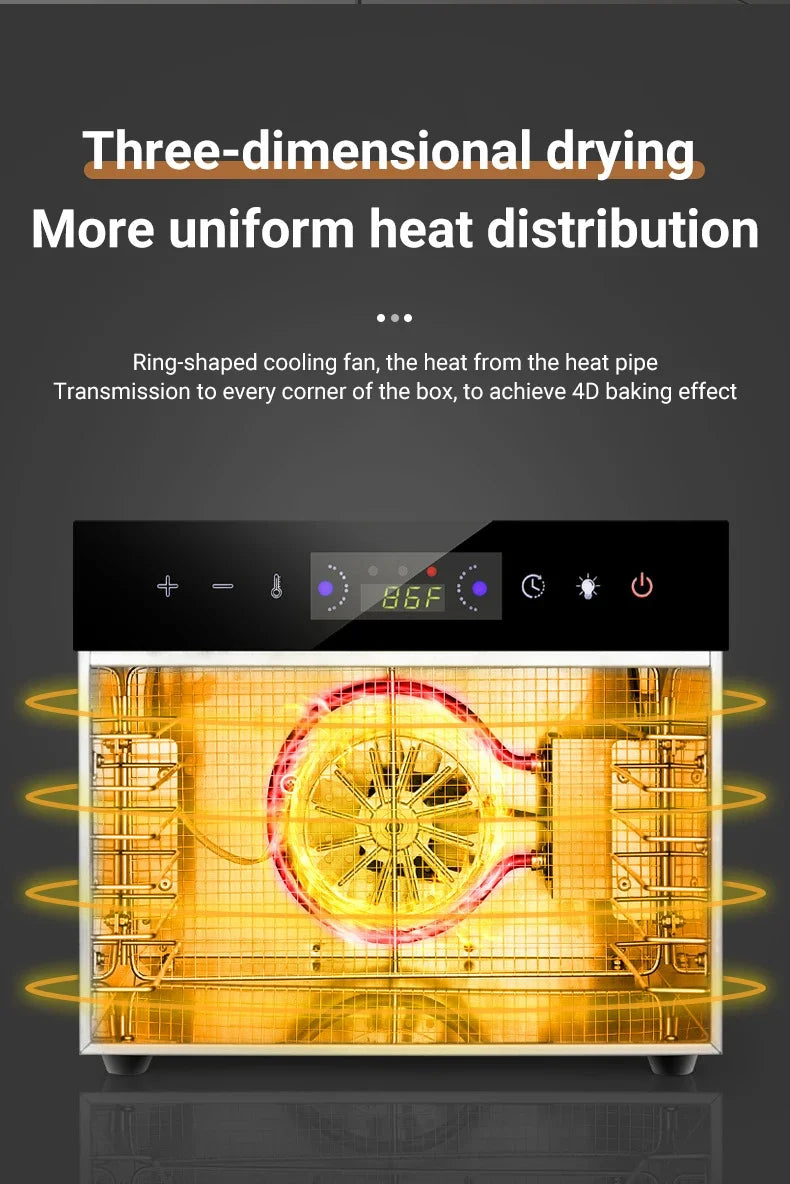 6–18 Layer Touch Screen Food Dehydrator — Intelligent Air Drying for Fruits, Meat & Jerky