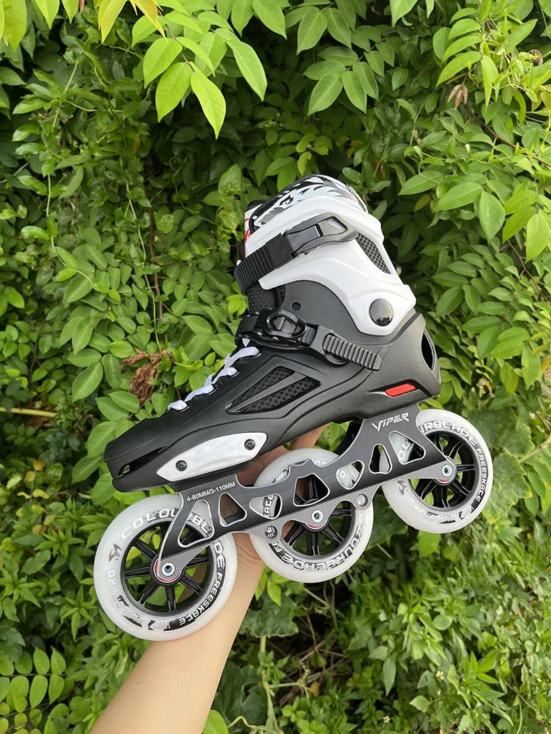 Big Wheel 3-Wheel Speed Roller Skates – Adult Professional Racing Inline Flat Skates