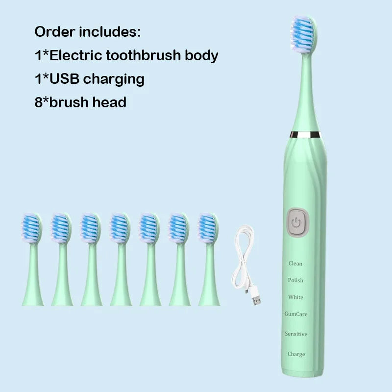 Toothink Sonic Electric Toothbrush – 5 Modes, IPX7 Waterproof, USB Rechargeable, 5+ Brush Heads