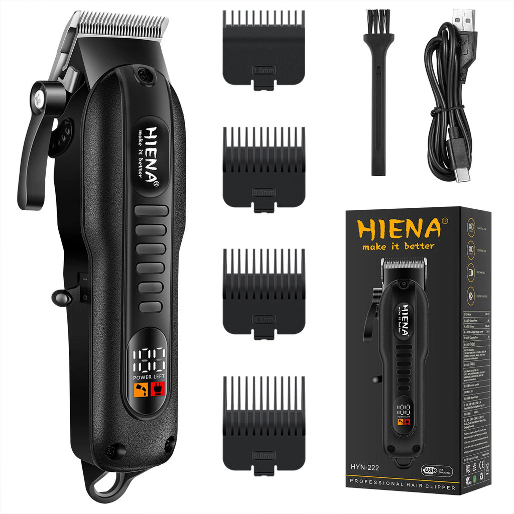 HYN-222 Professional Hair Clipper – Rechargeable, Stainless Steel Blade, 180-Min Battery, Washable Head