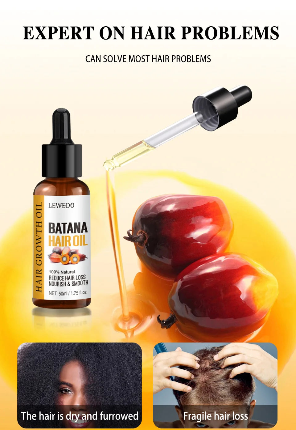 Batana Oil Hair Growth Serum — Anti-Hair Loss Essence for Thicker, Stronger Hair
