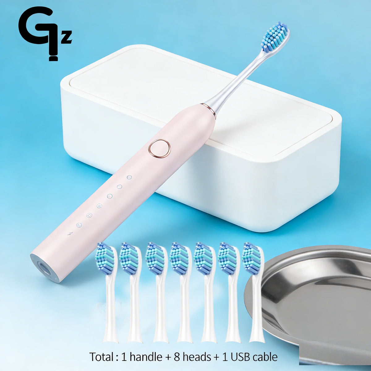 GeZhou Sonic Electric Toothbrush – 6 Cleaning Modes, 4 Brush Heads, USB Rechargeable