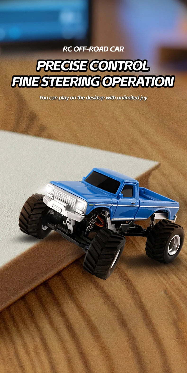 1:36 4WD Mini RC Off-Road Crawler Car with LED Lights – Remote Control Toy for Kids & Adults