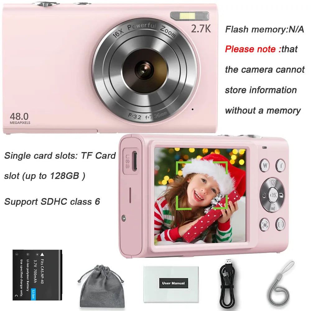4K Digital Autofocus Vlogging Camera — 48MP with 2.8" Screen for Kids & Adults