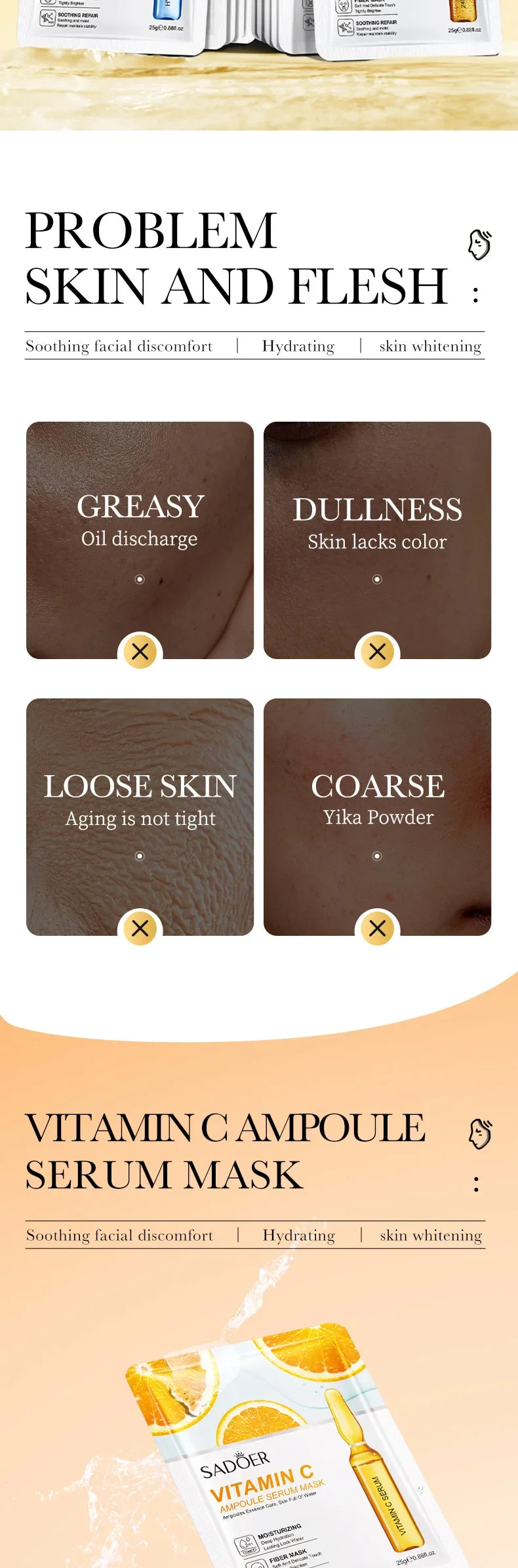 SADOER 24K Gold Vitamin C Hydrating Face Masks — Multi-Pack