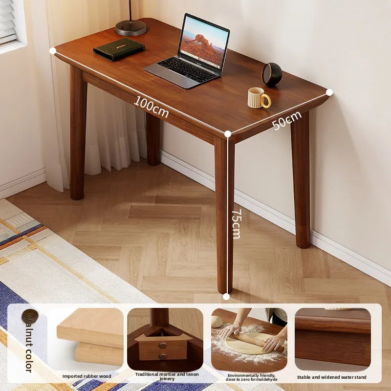 All Solid Wood Desk — L-Shape Pine Computer Desk with Bookshelf | Wall-Mounted Study Table