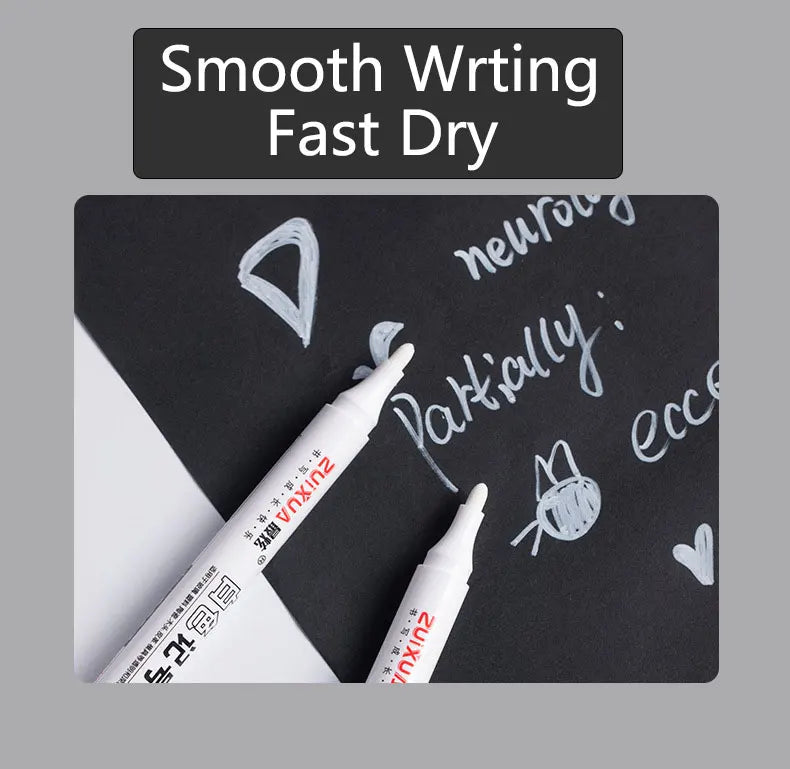 Write on Anything. — White Oily Waterproof Marker Pens | 2.0mm Tip, DIY Graffiti, Sketching & Art Markers, 1, 3 & 5 Pack