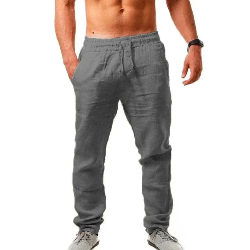 Men's Cotton Linen Long Sleeve Shirt & Pants Set – Lightweight Breathable Vacation Outfit