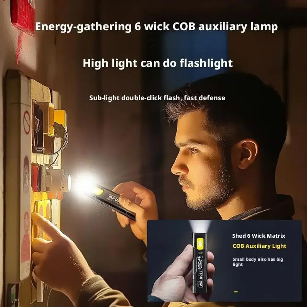Mini COB LED Keychain Flashlight – USB-C Rechargeable, 5-Mode, IPX6 Waterproof EDC Pocket Light