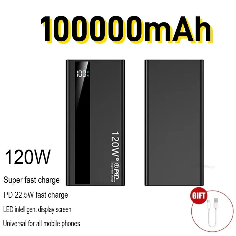 500000mAh Power Bank – 120W Fast Charging Large Capacity PD 20W Portable Charger for All Phones