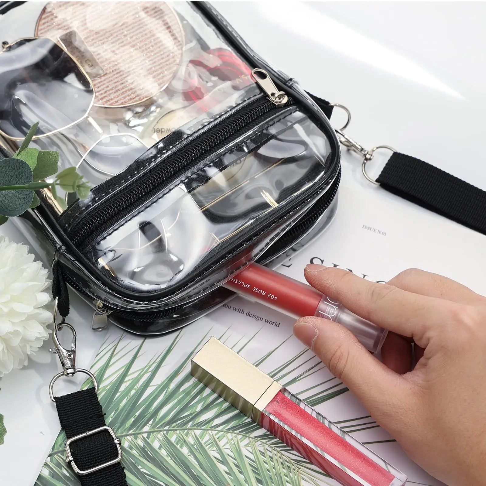 Women's Clear Stadium Crossbody Bag – PVC Transparent Shoulder Purse with Front Pocket