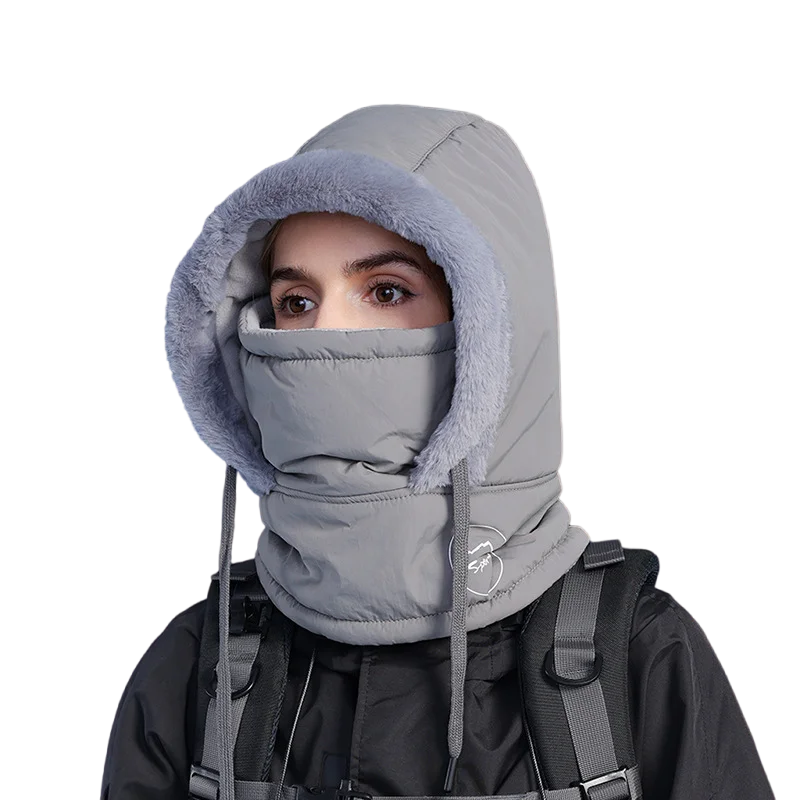 Plush Winter Balaclava Hood with Face and Neck Cover