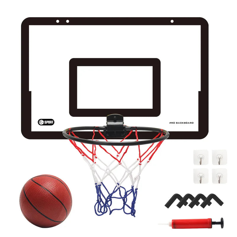 Kids Wall-Mounted Foldable Basketball Stand – Silent, No-Drill Indoor & Outdoor Activity Hoop with Basketball