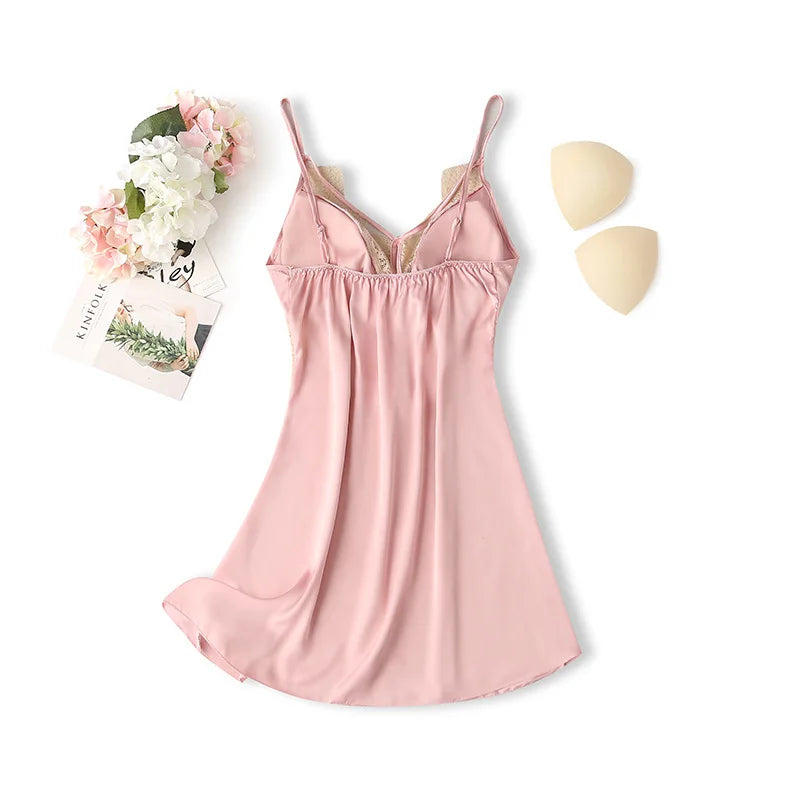Lace Satin Suspender Nightgown — Sexy Chemise Sleep Dress