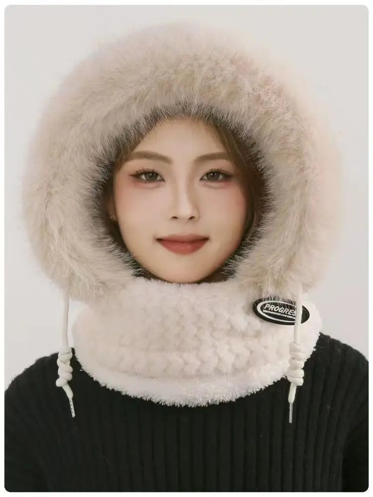 Women's Plush Winter Hood with Face and Neck Cover