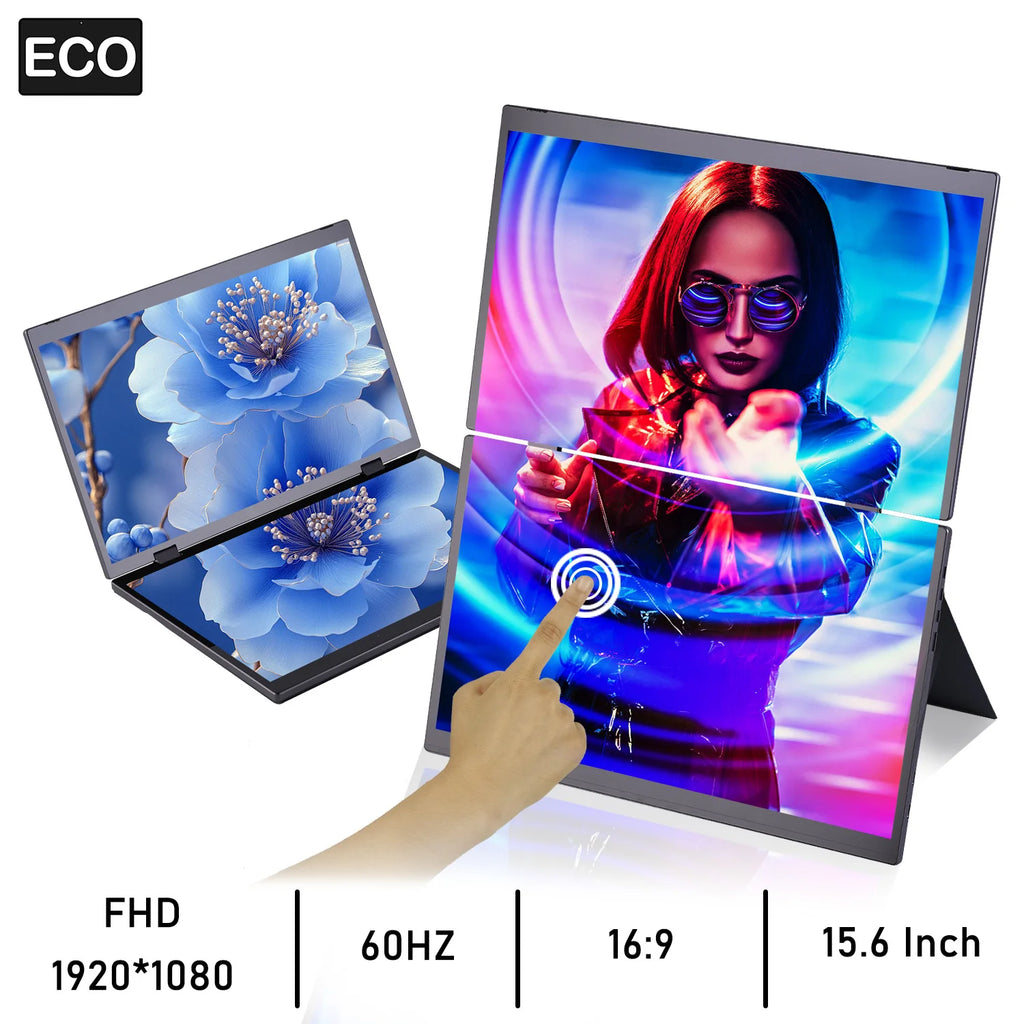 15.6-Inch Dual Screen Portable Monitor – Full HD IPS Touch
