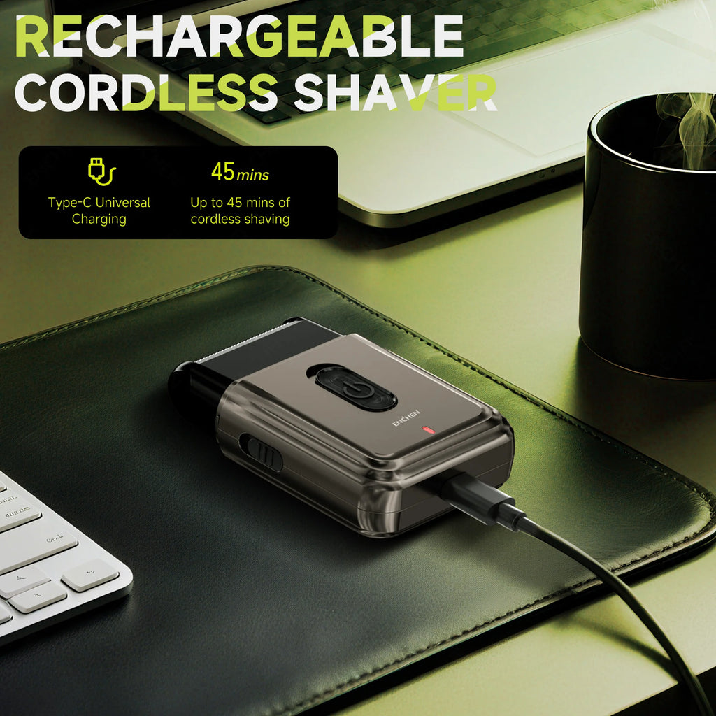 Compact Foil Electric Shaver — Pop-Up Precision Trimmer, Type-C Charging, 7000RPM