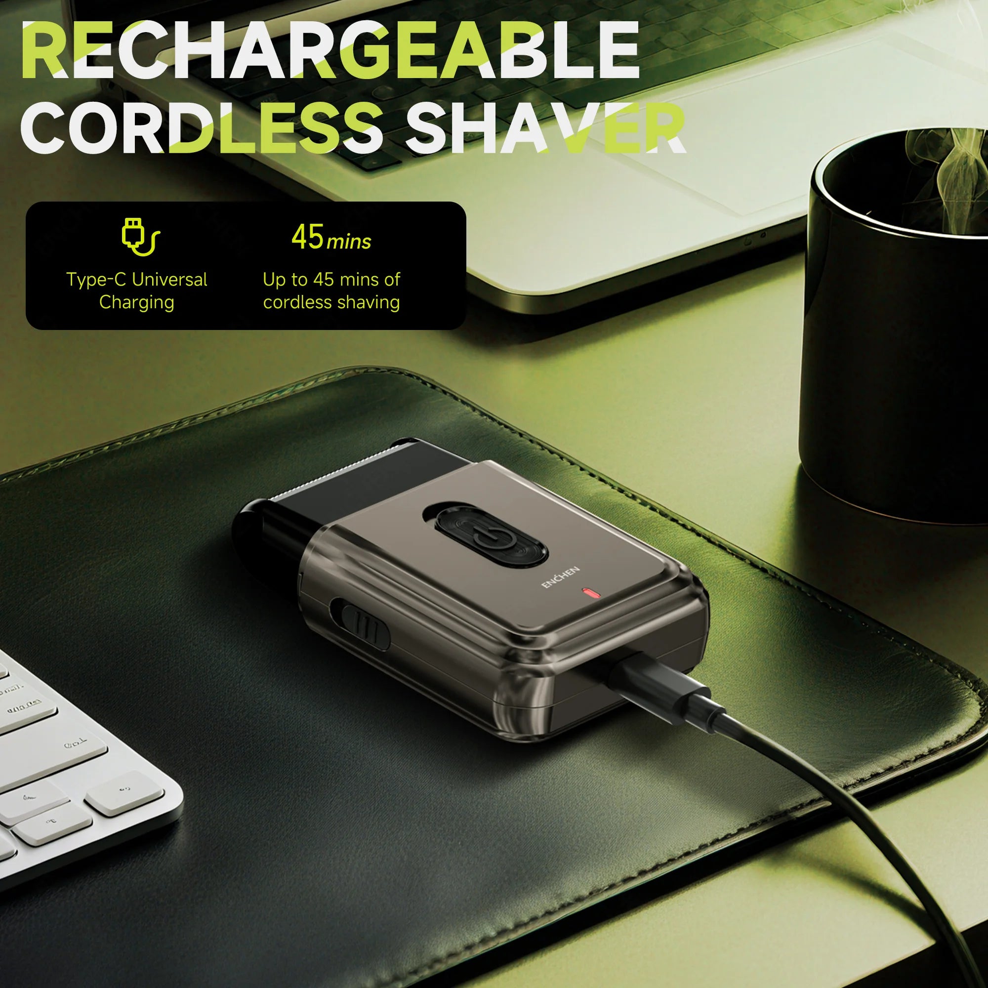 Compact Foil Electric Shaver — Pop-Up Precision Trimmer, Type-C Charging, 7000RPM