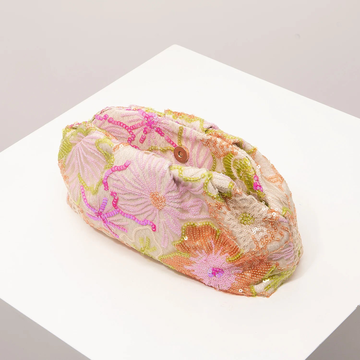 Sequin Floral Embroidery Clutch Bag – Gala Night Party Prom Wedding Evening Bag for Women