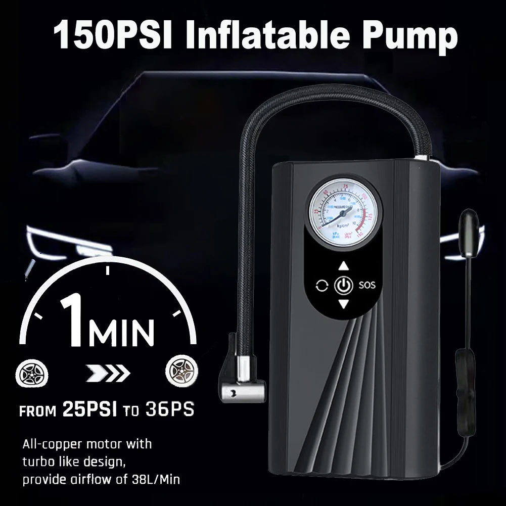 Rechargeable Tire Inflator with Digital Display, 150 PSI