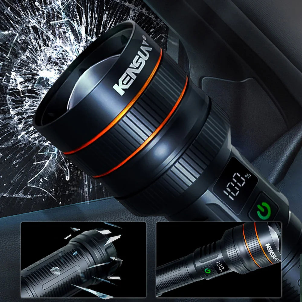 2500 Lumen Long Range LED Flashlight – IPX7 Waterproof, Type-C, 5 Modes, Power Bank Function