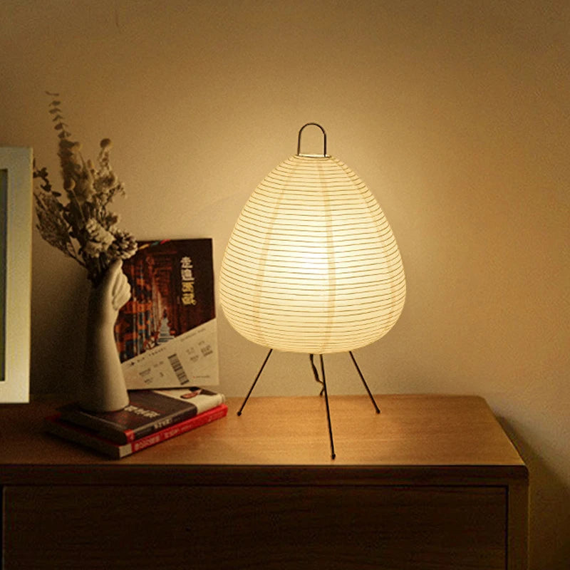 Rice Paper Table Lamp – Japanese-Style Tripod Light