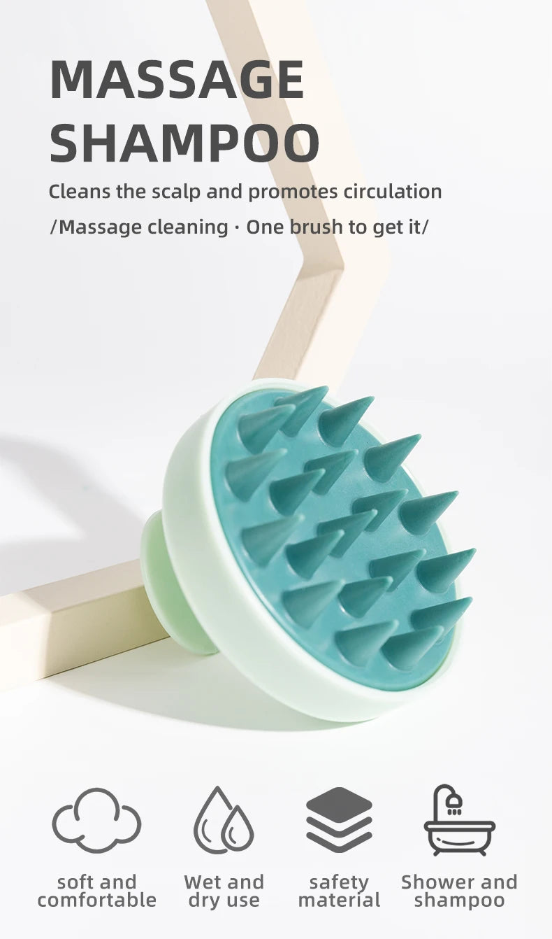Silicone Shampoo Scalp Massager – Magic Handle Spa Massage Brush for Hair & Body