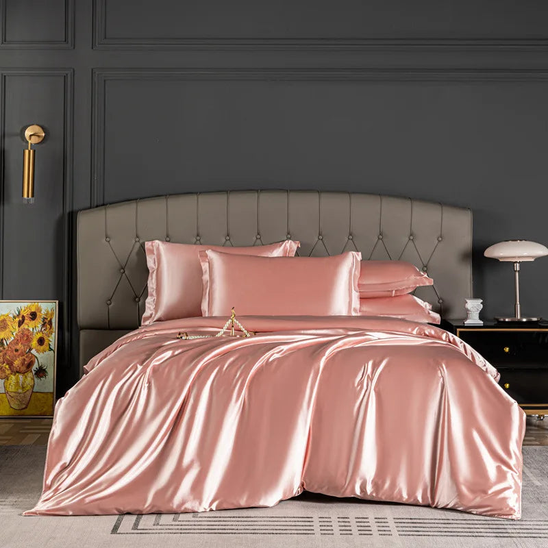 Pure 100% Silk Bedding Set – Luxury Soft Duvet Cover, Bed Sheet & Pillowcases, Twin to King