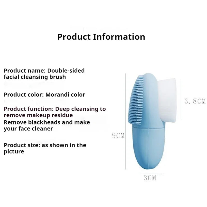 Double-Sided Silicone Facial Cleansing Brush – Manual Deep Pore Cleanser & Gentle Exfoliator