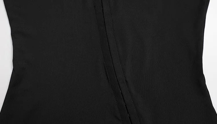 Metal Buckle Sheath Dress — Short Sleeve O-Neck Bodycon Evening Dress