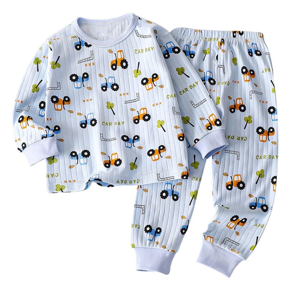 Kids' Casual Autumn Long Sleeve Cartoon Pajamas Set | Soft Comfortable Sleepwear Boys & Girls