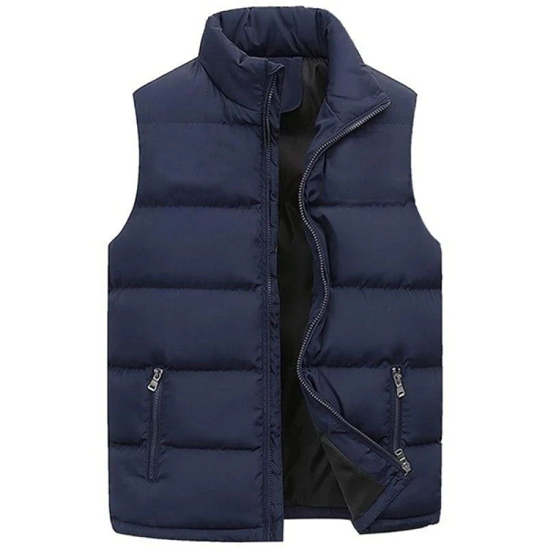 Men's Warm Sleeveless Vest Jacket — Waterproof Zipper Waistcoat for Autumn & Winter