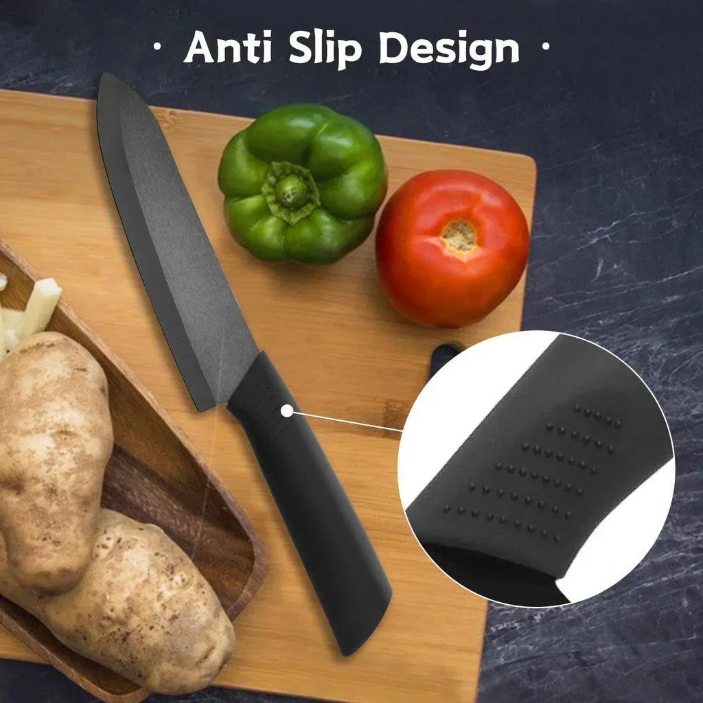 Ceramic Kitchen Knife with Protective Cover – Ultra-Sharp Chef, Fruit & Cleaver Knife with Non-Slip Handle