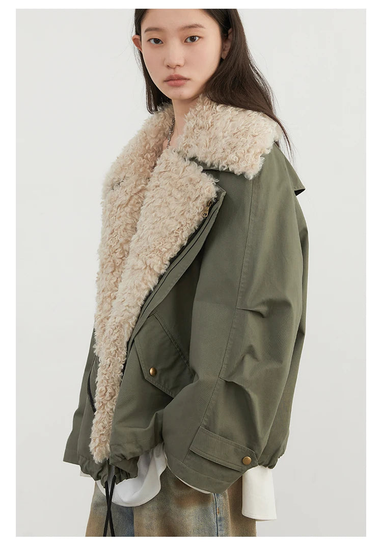 Women's Retro Motorcycle Cotton Overcoat – Loose Thick Streetwear Jacket