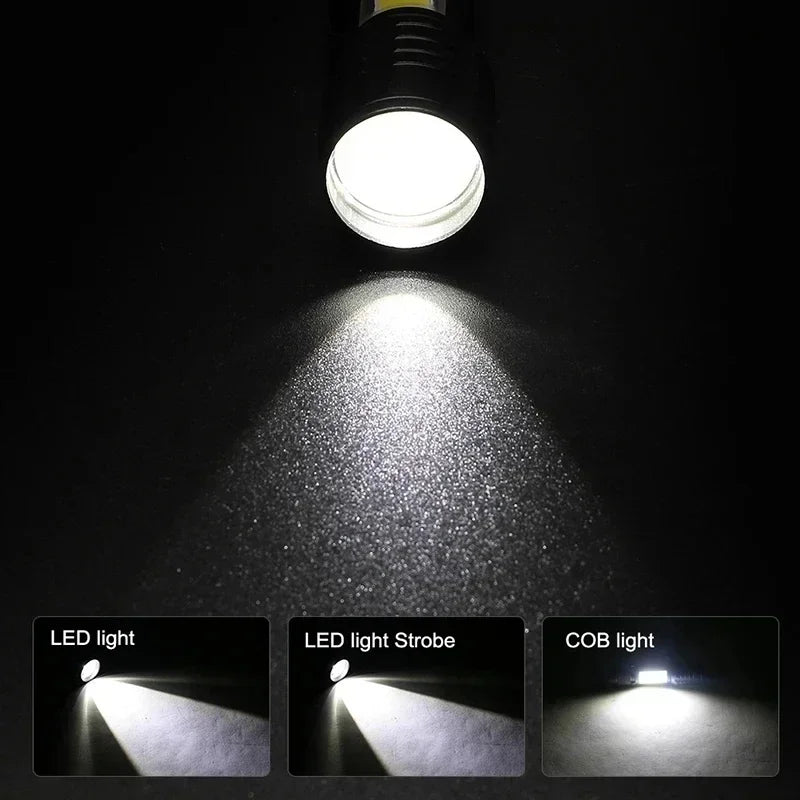 USB Rechargeable Mini Zoomable Flashlight – COB+XPE 3-Mode Torch in Single & Multi-Packs