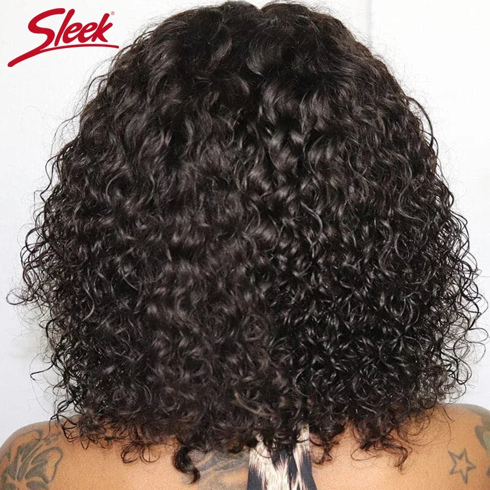 Short Pixie Bob Jerry Curly Human Hair Wig — Full Machine with Bangs, Highlight Colors