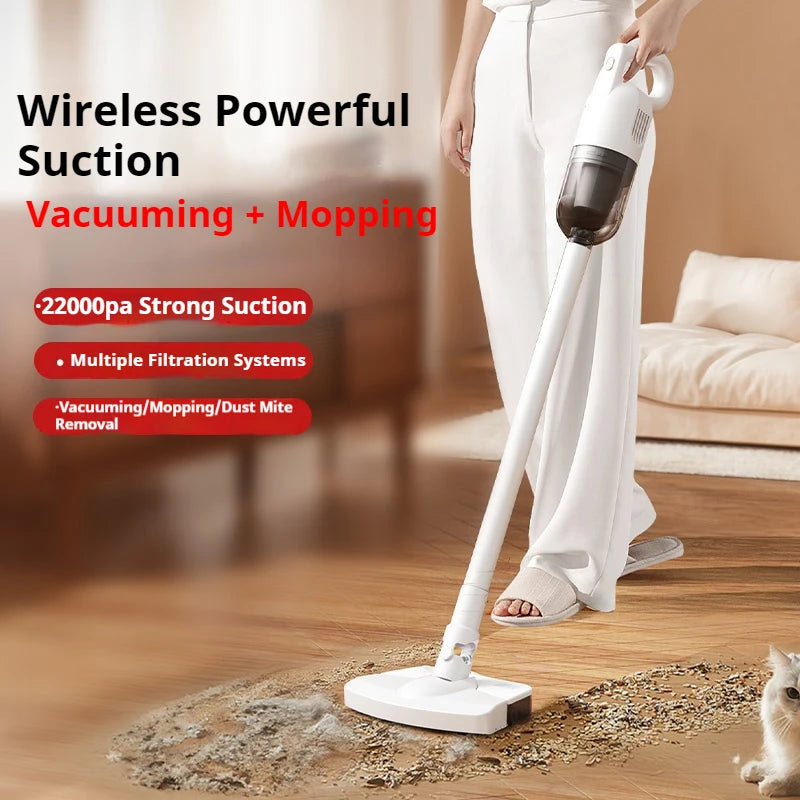2-in-1 Cordless Vacuum & Mop – 22000Pa, 130° Multi-Angle, HEPA Filter, Pet Hair