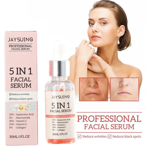 5-in-1 Vitamin C Brightening Face Serum — Hyaluronic Acid, Niacinamide & Collagen (30ml)