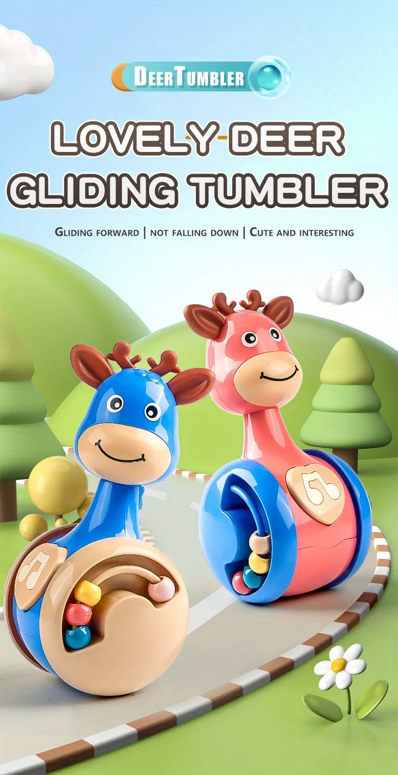 SONGYI Roly Poly Deer Tumbler Toy for Babies 6–12 Months – Wobbler Sensory Toy for Infants & Toddlers