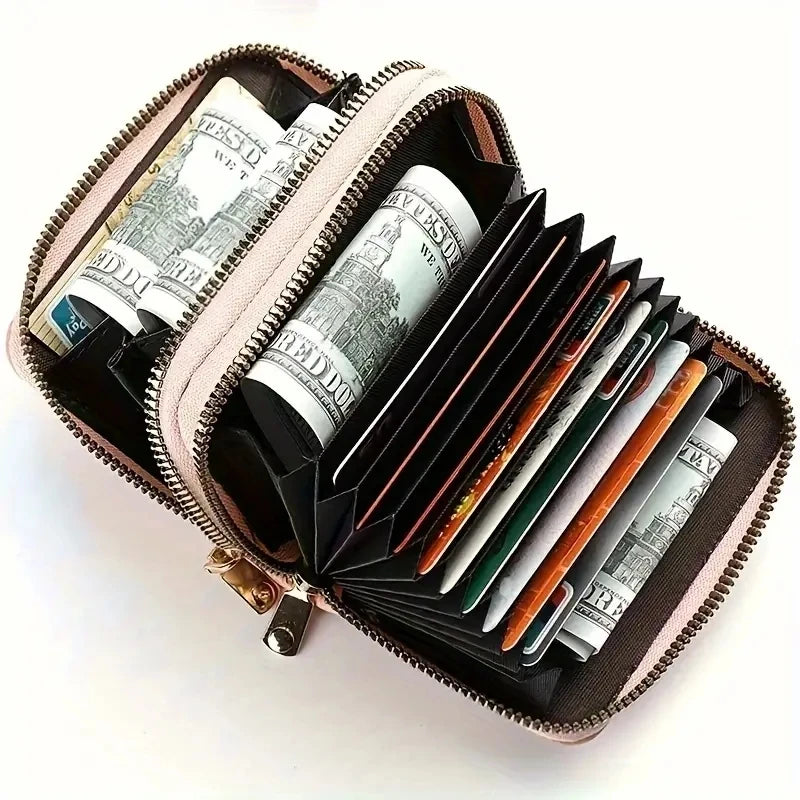 Women's Double Zipper Short Wallet – Fashion Credit Card Holder with Large Capacity Coin Purse