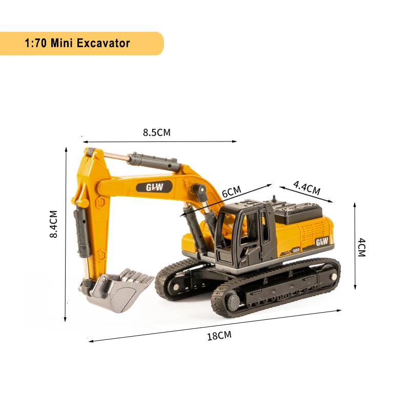 Die-Cast Engineering Vehicle Toy – Excavator, Crane, Bulldozer & Backhoe for Kids
