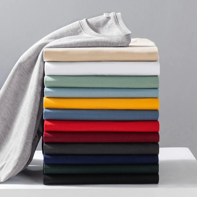 Men's Solid Color Round Neck Cotton Long Sleeve Tee — Everyday Essential
