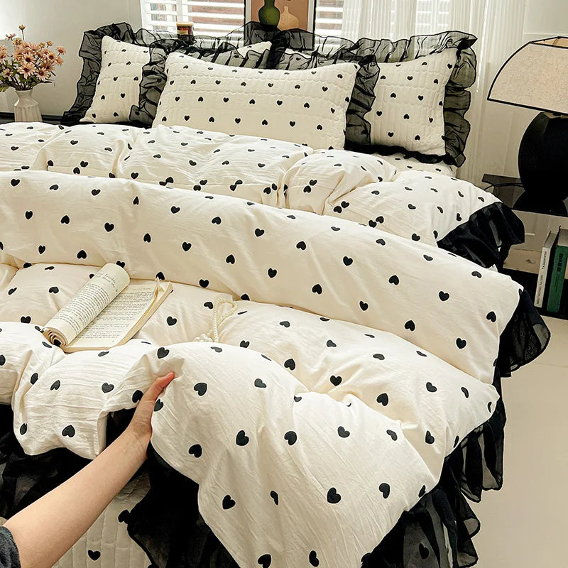 Printed Lace Duvet Cover – 300TC Polyester Comforter Cover for Women & Girls Bedroom