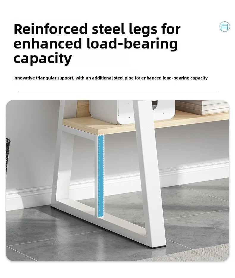 Computer Desk with Integrated Bookshelf — Simple Wood Writing Desk for Small Apartments, Multiple Sizes & Finishes