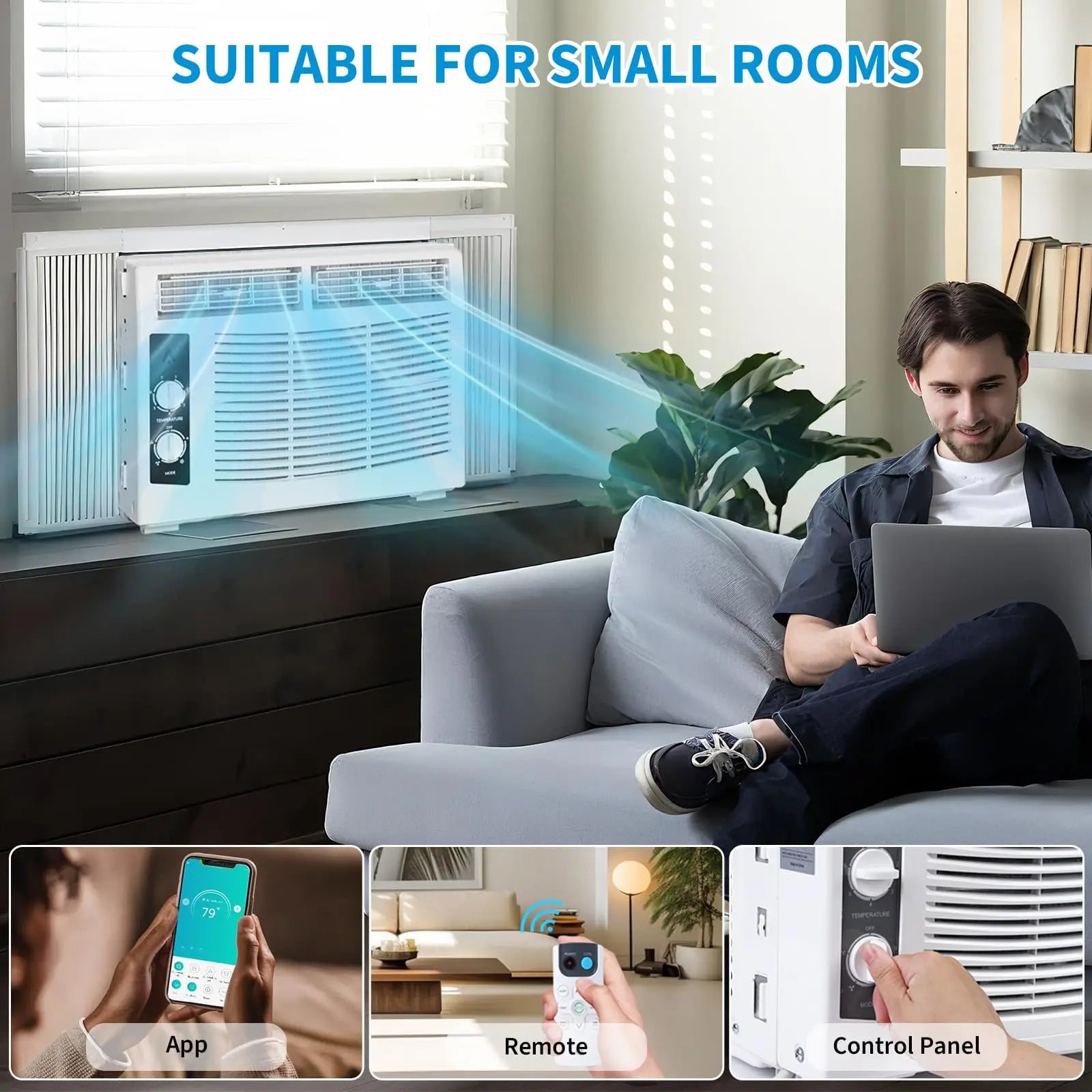Window Air Conditioner, 5000 BTU Window AC Unit with Timer Function & Easy Install Kit, Fast Cooling, Cool Up to 150 Sq. ft, for Small Bedrooms, Living Room
