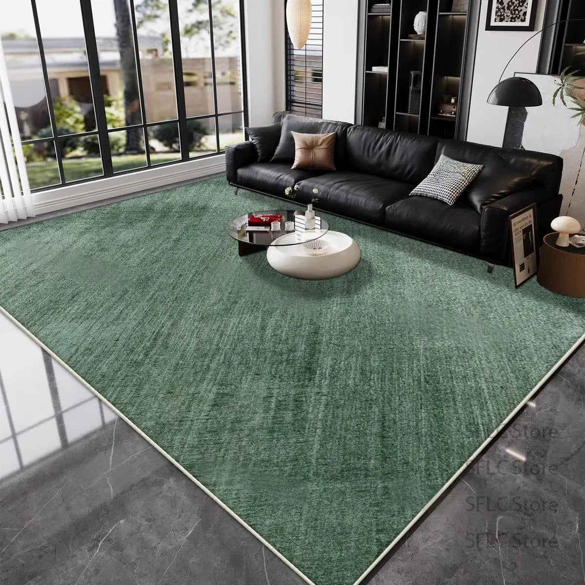 Plush Green Decorative Area Rug – Elegant Large Carpet for Living Room & Dining Room