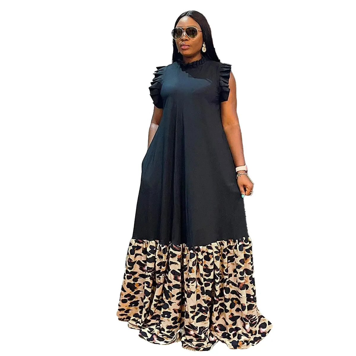 Sleeveless Ruffles A-Line Loose Elegant Maxi Dress — Casual Splice Sexy Long Dress