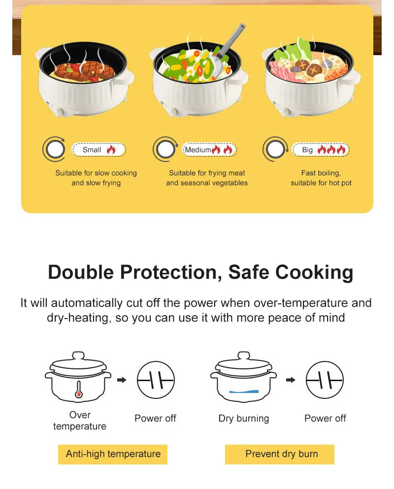 220V Multi Cooker Electric Pot — Single/Double Layer Non-Stick Hot Pot & Rice Cooker for 1–2 People